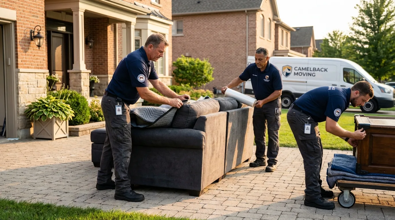 Large estate moving crew wrapping furniture in Bristol, IN