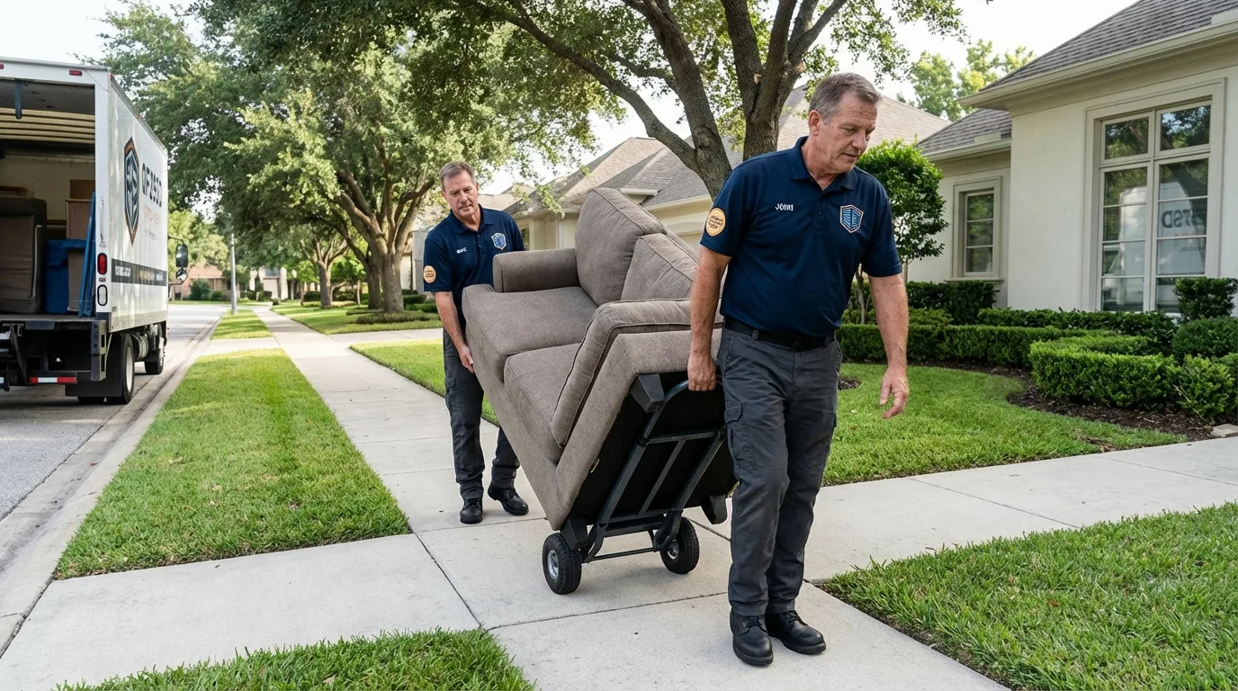 Local residential moving crew loading furniture in Bristol, IN